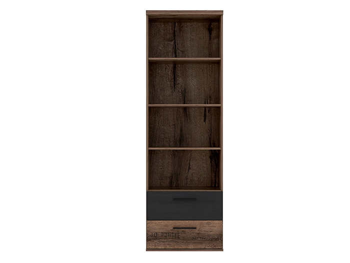 jacky-shelf-unit-with-2-drawers-in-mud-oak-and-black-oak-60-2cm-x-34-8cm-x-189-1cm