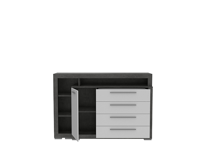 julietta-chest-of-4-drawers-and-1-door-in-concrete-optic-dark-grey-and-white-gloss