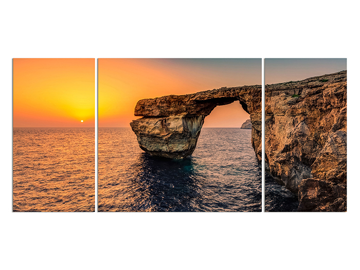 triptych-malta-sunset-azure-window-view-design-print-canvas-120cm-x-60cm-x-3cm