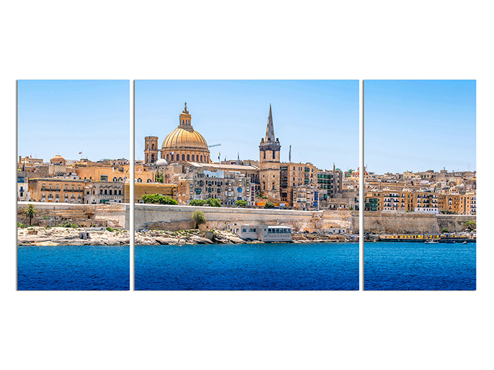 triptych-malta-valletta-view-from-sliema-daylight-print-canvas-120cm-x-60cm-x-3cm