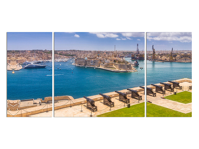 triptych-malta-valletta-upper-barakka-gardens-view-print-canvas-120cm-x-60cm-x-3cm