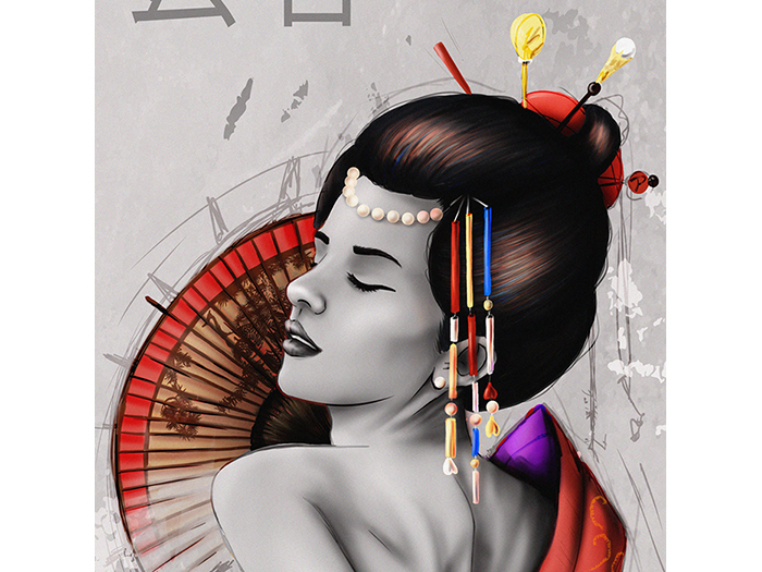 red-geisha-print-canvas-monochrome-background-50-x-50-x-3-cm