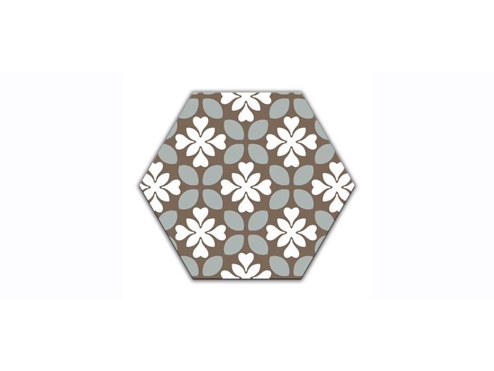 mediterrean-tile-flower-design-hexagon-shaped-canvas-print-20cm-x-20cm
