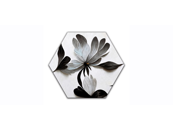 abstract-monochrome-flowers-design-hexagon-shaped-canvas-print-20cm-x-20cm