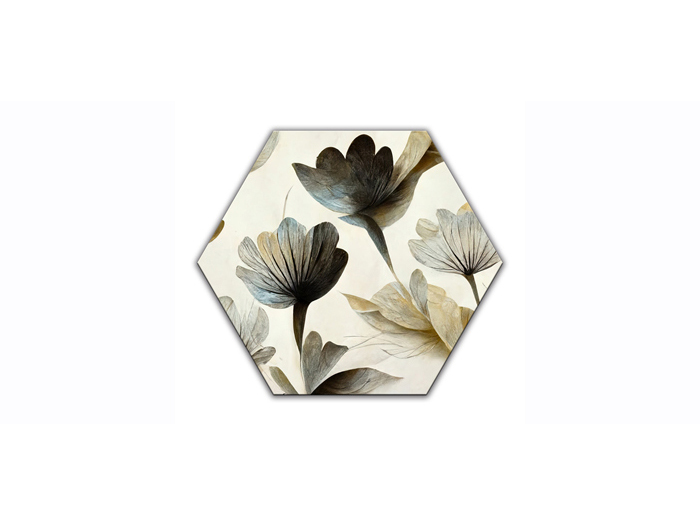 abstract-monochrome-flowers-cream-design-hexagon-shaped-canvas-print-20cm-x-20cm