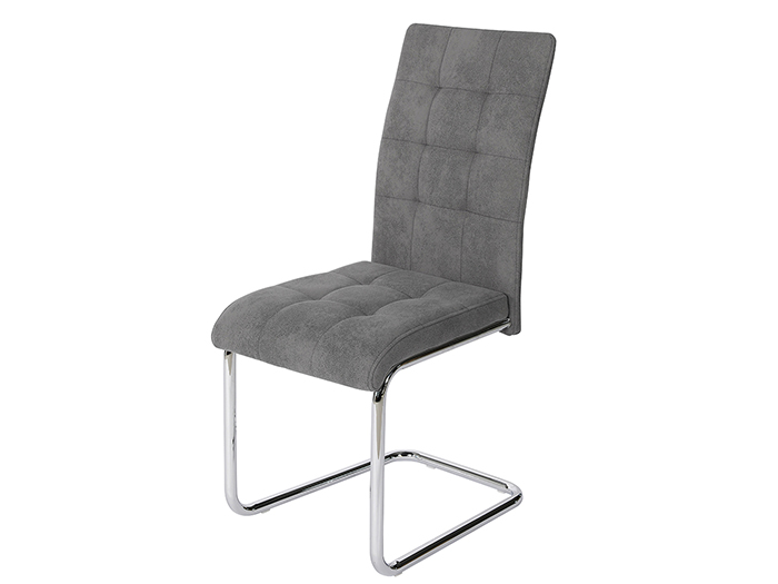 san-embossed-microfiber-fabric-dining-chair-with-chromed-cantilever-legs-grey