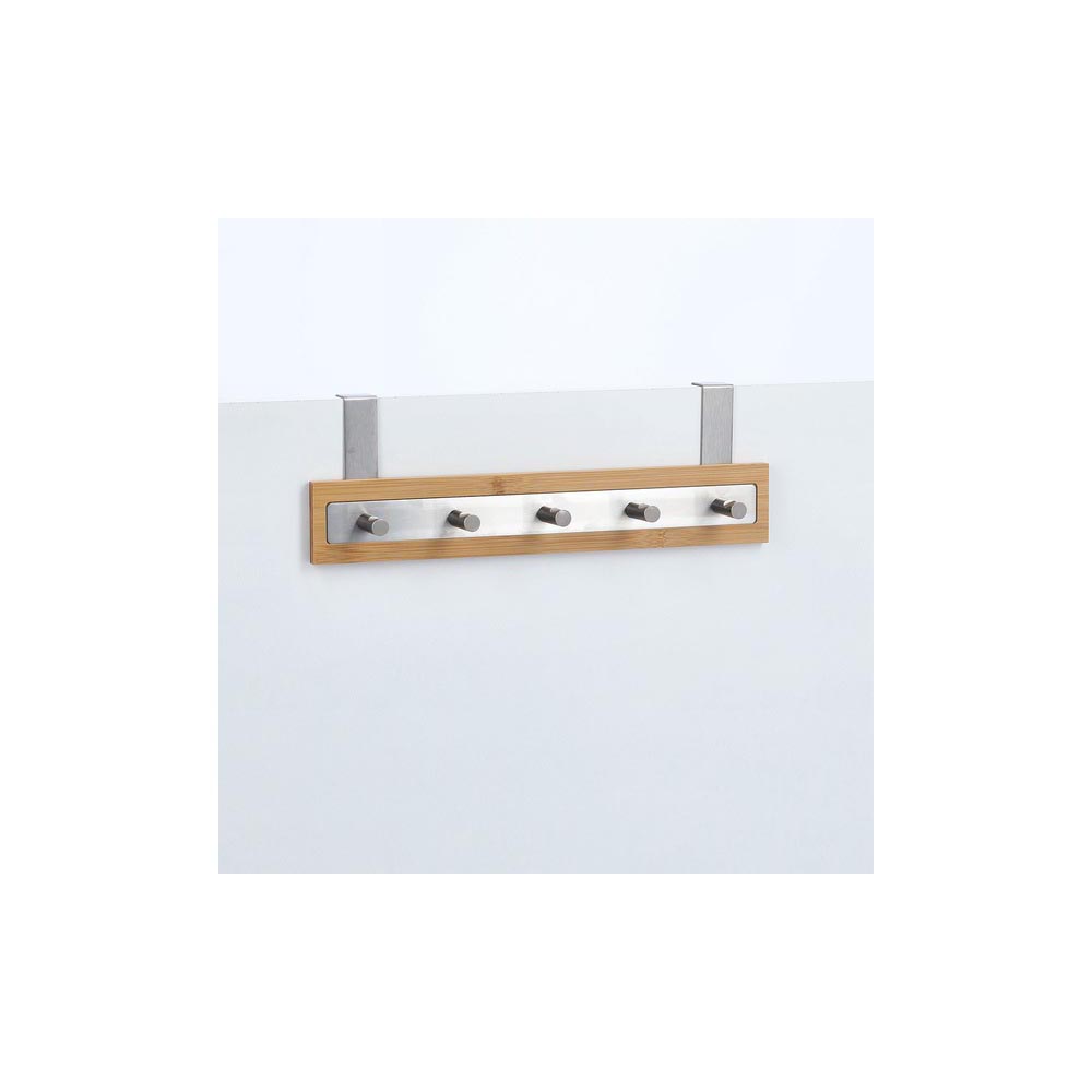zeller-stainless-steel-bamboo-5-hooks-door-hanger