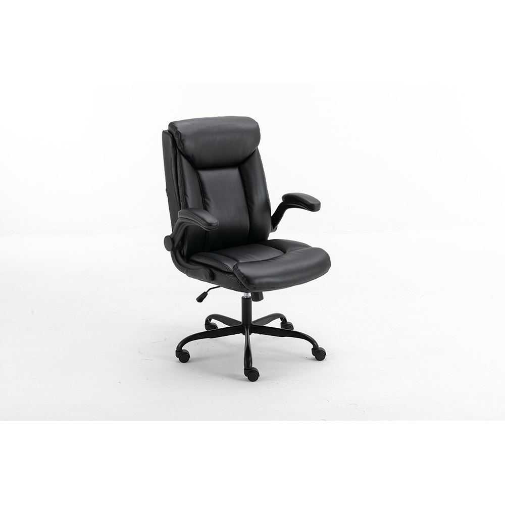 artificial-leather-padded-back-office-armchair-black