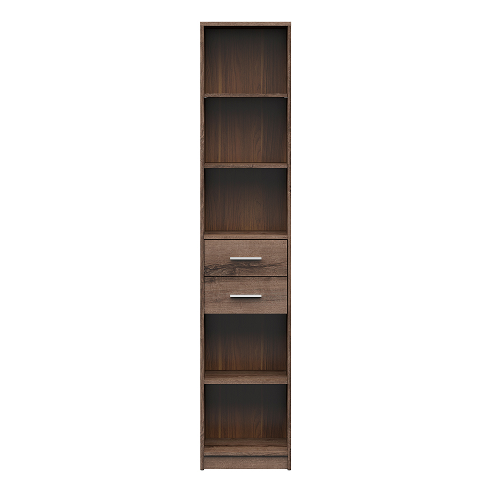 nepo-plus-tall-open-shelf-cabinet-with-2-drawers-monastery-oak-40cm