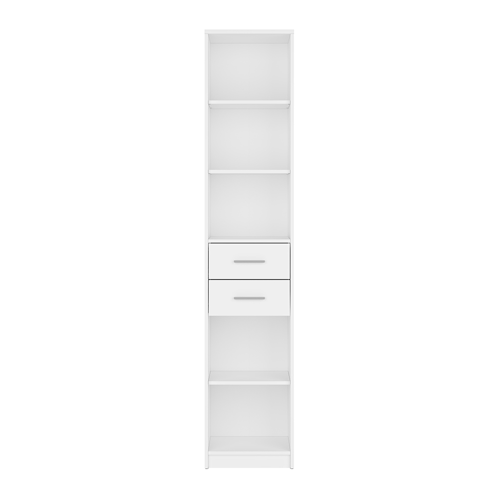 nepo-plus-tall-open-shelf-cabinet-with-2-drawers-white-40cm