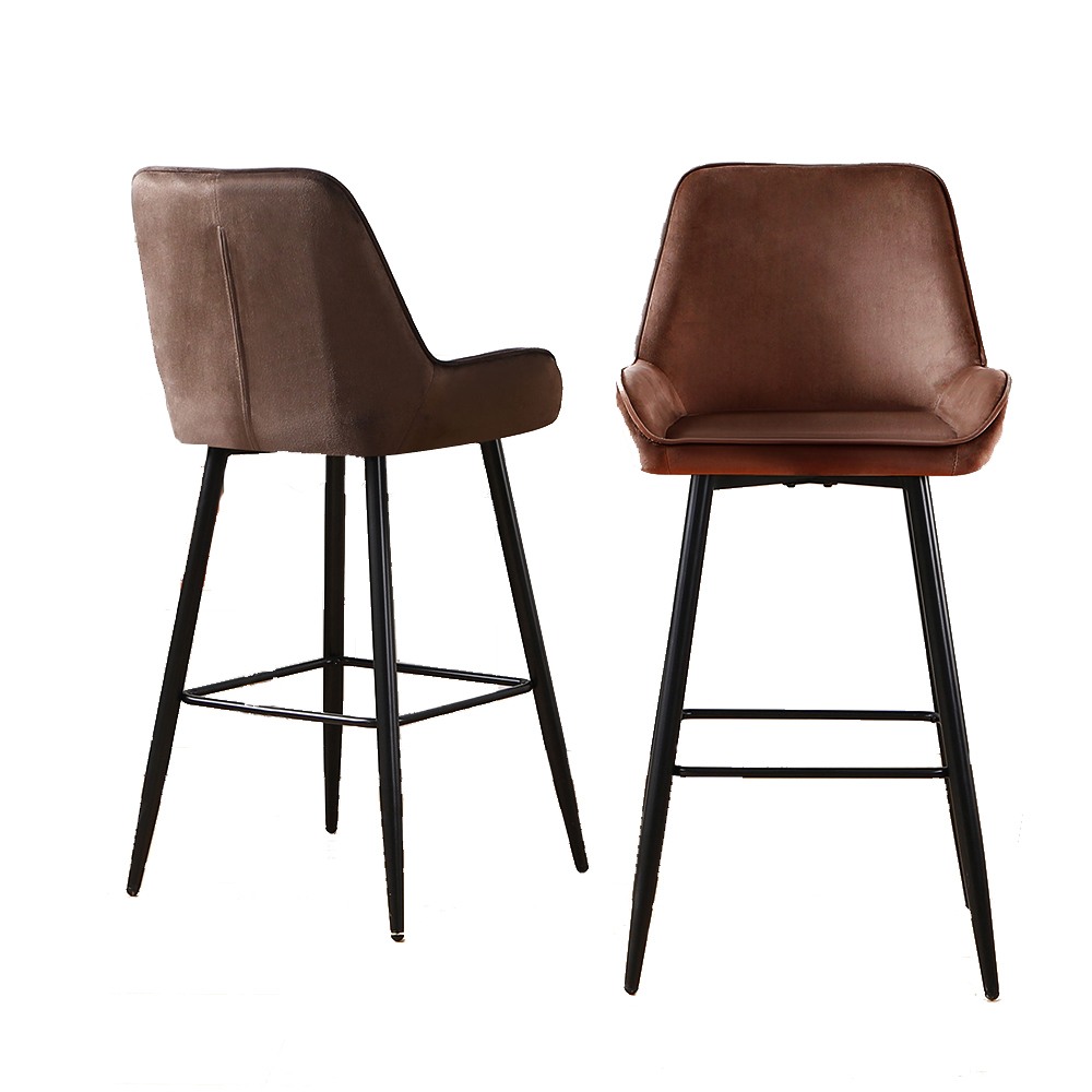 velvet-fabric-bar-stool-chocolate-brown