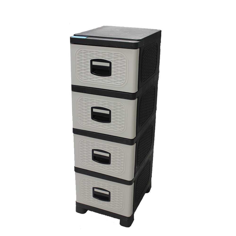 stone-plastic-4-drawer-storage-unit-light-grey-black