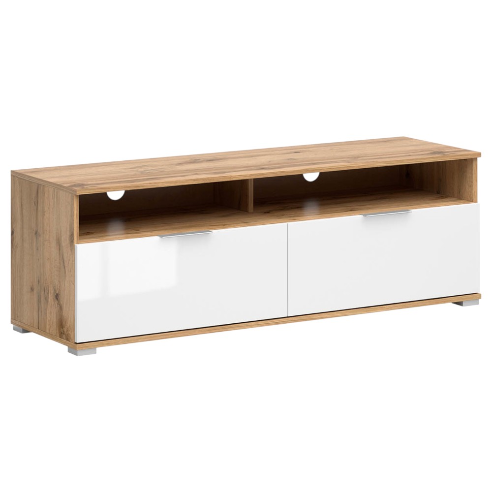 tv-cabinet-with-2-drawers-and-shelf-oak-wotanwhite-gloss-135-cm-zele