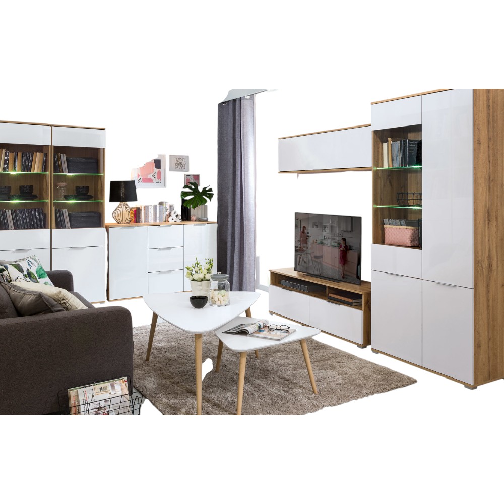 tv-cabinet-with-2-drawers-and-shelf-oak-wotanwhite-gloss-135-cm-zele
