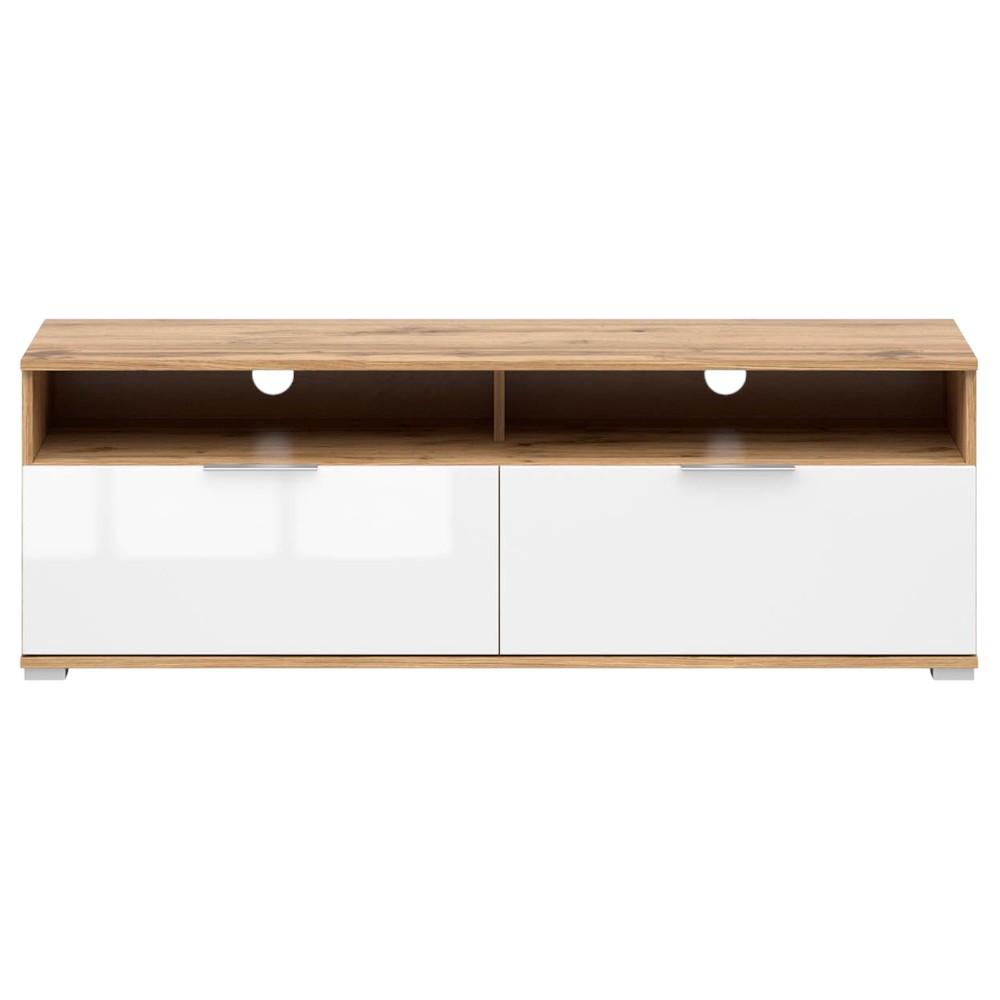 tv-cabinet-with-2-drawers-and-shelf-oak-wotanwhite-gloss-135-cm-zele