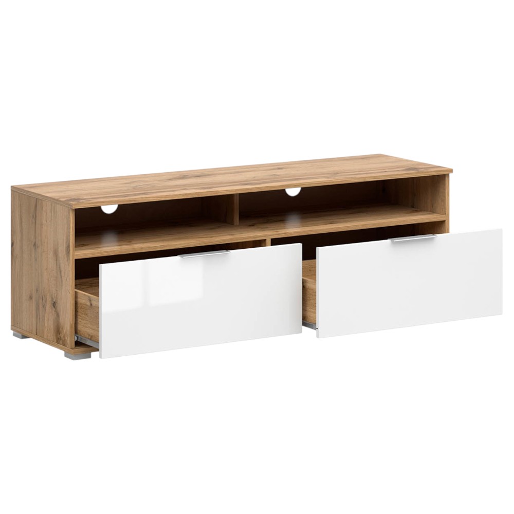 tv-cabinet-with-2-drawers-and-shelf-oak-wotanwhite-gloss-135-cm-zele