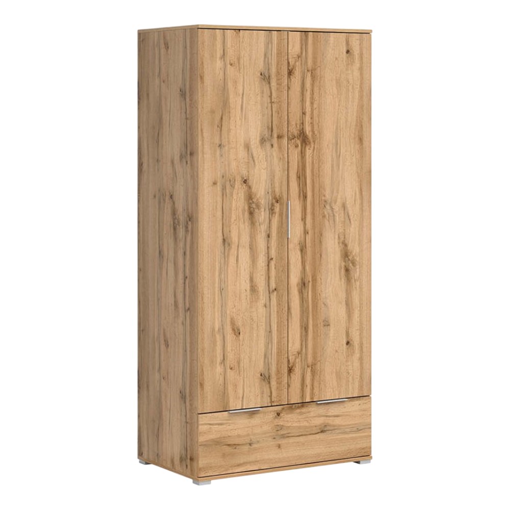 2-door-wardrobe-with-1-drawer-oak-wotan-90-cm-zele