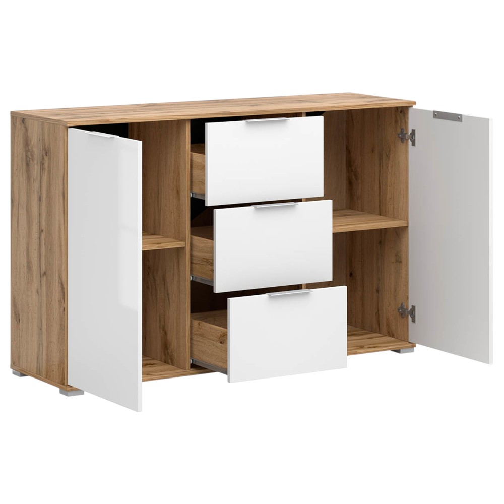 chest-of-drawers-with-2-doors-and-3-drawers-oak-wotanwhite-gloss-135-cm-zele