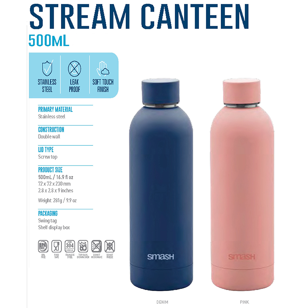 smash-stream-stainless-steel-canteen-soft-touch-thermal-drinking-bottle-500ml-2-assorted-colours